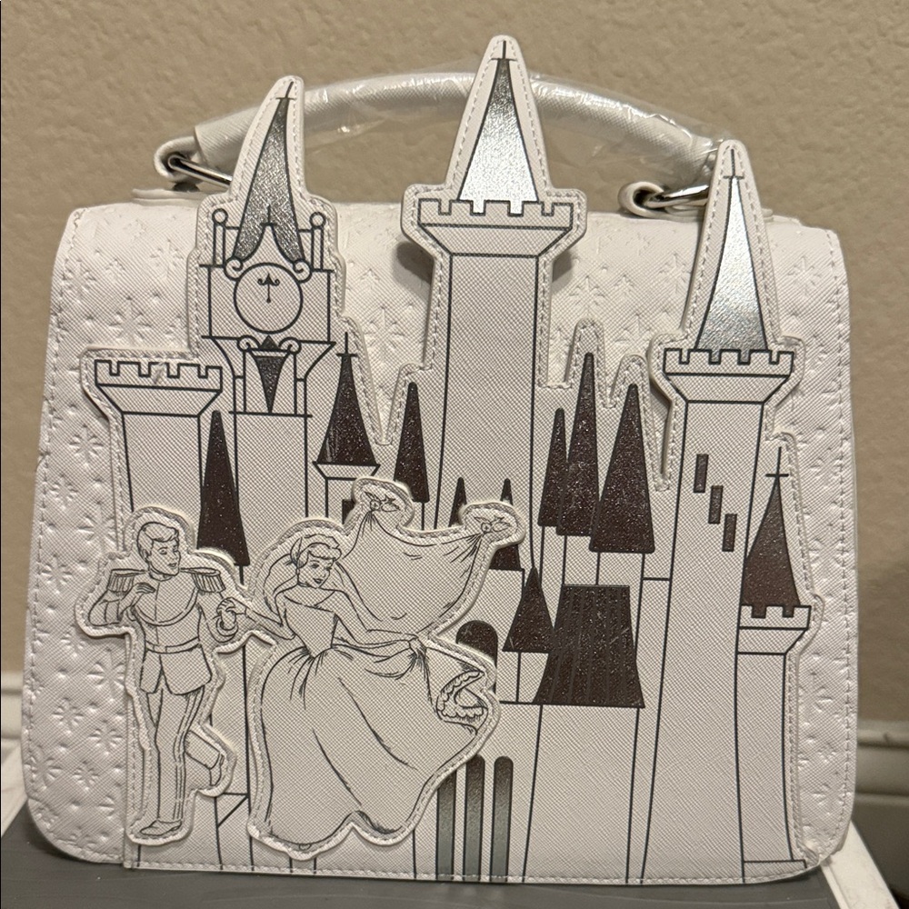 Loungefly Cinderella White and Silver Castle Mini Bag
